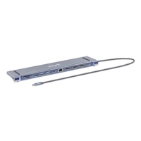 MANHATTAN Dokovací stanice USB-C 12v1, 1xDP, 2xHDMI, 2xUSB-C, 3xUSB, 1xRJ45, čtečka SD karet, šedá