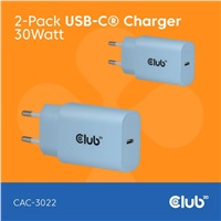 Club3D Nabíječka, USB-C, Power Delivery 15V/2A, 2-pack, modrá