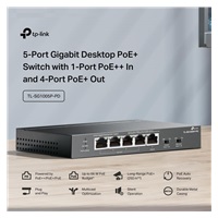 TP-Link switch TL-SG1005P-PD (5xGbE,4xPoE+,1xPoE-in,PoE++,90W, fanless)