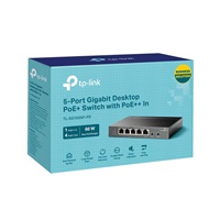 TP-Link switch TL-SG1005P-PD (5xGbE,4xPoE+,1xPoE-in,PoE++,90W, fanless)