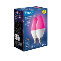 TP-Link Tapo L430C(2-pack) chytrá WiFi stmívatelná LED žárovka (barevná,2500K-6500K,470lm,2,4GHz,E14)