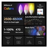 TP-Link Tapo L430C(4-pack) chytrá WiFi stmívatelná LED žárovka (barevná,2500K-6500K,470lm,2,4GHz,E14)