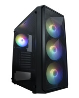 VeinX case ME19A Mid Tower, bez zdroje, 1x USB3.0, 1x USB2.0, 4x 120mm ARGB Fan, 1x ARGB Controller, černá