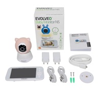 EVOLVEO Baby Monitor N5, Set videochůvičky s 360° dohledem, obousměrnou komunikací a ukolébavkami, růžová