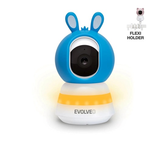 EVOLVEO Baby Monitor LUX, Chytrá 360° videochůvička s nočním viděním, detekcí pláče a pohybu, modrá