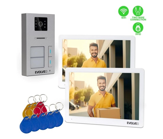 EVOLVEO DoorPhone 20-2W - 2 drátový videotelefon s aplikací pro dvě domácnosti a 32GB pamětí