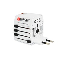 BAZAR - SKROSS cestovní adaptér MUV USB, USB A+C, univerzální pro 150 zemí - Poškozený obal (Komplet)