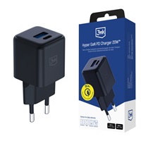 3mk síťová nabíječka Hyper GaN Charger 20W, černá
