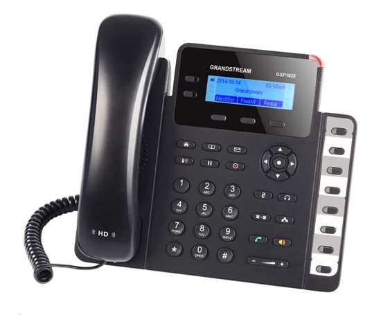Grandstream GXP1628 [telefón VoIP - 2x účet SIP, HD audio, 3 prog.tl.+8 predvolieb, prepínač 2xLAN 1000Mbps, PoE]