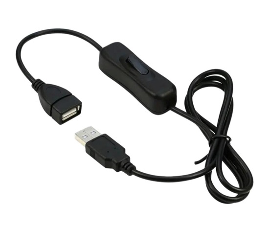 PREMIUMCORD Prodlužovací kabel USB 2.0 s vypínačem, 1m, černá