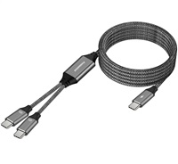 PREMIUMCORD Nabíjecí kabel USB-C, 2xUSB-C na USB-C, 100W, 1m, černá