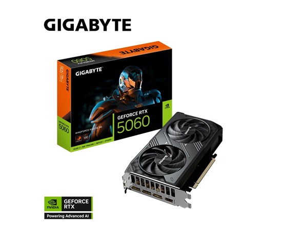 GIGABYTE VGA NVIDIA GeForce RTX 5060 WINDFORCE MAX OC 8G, 8G GDDR7, 3xDP, 1xHDMI