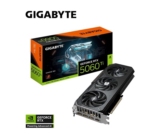 GIGABYTE VGA NVIDIA GeForce RTX 5060 Ti GAMING 16G, 16G GDDR7, 3xDP, 1xHDMI