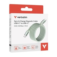 VERBATIM Kabel USB-C Sync & Charge, 100W, Magnetický, 120cm, zelená