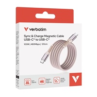 VERBATIM Kabel USB-C Sync & Charge, 100W, Magnetický, 120cm, růžová