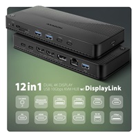 AXAGON HMC-DL-KVM, DisplayLink dokovacia stanica, USB 10Gbps, HDMI + DP 4K/60Hz, RJ-45, SD/microSD, audio, PD 100 W, KVM
