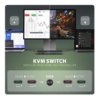 AXAGON HMC-DL-KVM, DisplayLink dokovacia stanica, USB 10Gbps, HDMI + DP 4K/60Hz, RJ-45, SD/microSD, audio, PD 100 W, KVM