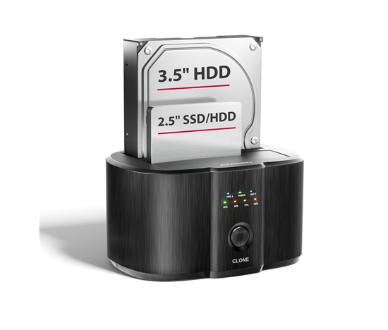 AXAGON ADSA-SC, USB-C 5Gbps dokovacia stanica pre 2× SATA 6G 2.5"/3.5" SSD/HDD s funkciou klonovania