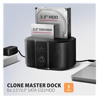 AXAGON ADSA-SC, USB-C 5Gbps dokovacia stanica pre 2× SATA 6G 2.5"/3.5" SSD/HDD s funkciou klonovania