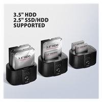 AXAGON ADSA-SC, USB-C 5Gbps dokovacia stanica pre 2× SATA 6G 2.5"/3.5" SSD/HDD s funkciou klonovania