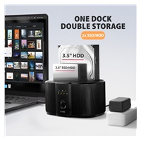 AXAGON ADSA-SC, USB-C 5Gbps dokovacia stanica pre 2× SATA 6G 2.5"/3.5" SSD/HDD s funkciou klonovania