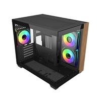 Cooler Master case Elite 481 Wood, mATX, Průhledná bočnice, 3x 120mm ARGB Fan, Černá