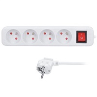 Solight prodlužovací přívod 3m, 4 zásuvky, vypínač, 16A/3680W, PVC, bílý