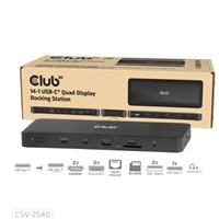 Club3D Dokovací stanice USB-C 14v1, 2xHDMI, 2xDP, 3xUSB-C, 1xUSB-C PD, 2xUSB, 1xRJ45, 1x3.5mm, microSD/SD, černá