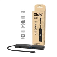 Club3D Dokovací stanice USB-C 7v1, 1xHDMI, 1xUSB-C PD, 2xUSB, 1xRJ45, microSD/SD, černá