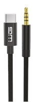 WG - Kabel Type-C (male) na AUX 3,5mm jack (male), 1,5metru, DAC chip, černá