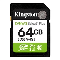 Kingston SDXC karta 64GB Canvas Select Plus, U1, V10, A1