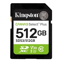 Kingston SDXC karta 512GB Canvas Select Plus, U1, V10, A1