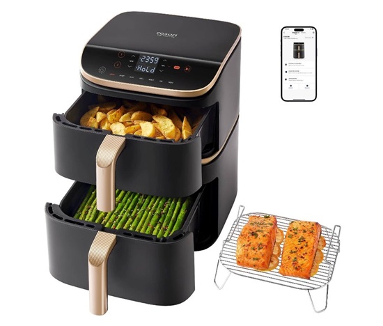 BAZAR - Cosori Turbo Tower Pro chytrá horkovzdušná fritéza 10,8l černá - Poškozený obal (Komplet)
