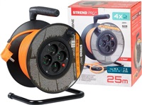 Strend Pro DG-FB04 buben 25m plast 4xzas. 3x1,5mm oranžová (213053)