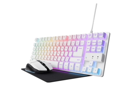 TRUST Sada klávesnice + myš + mousepad GXT 794W 3v1 Gaming Bundle, bílá