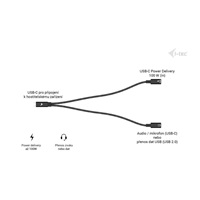 i-tec USB-C Cable Splitter Audio/Data, Power Delivery 100W