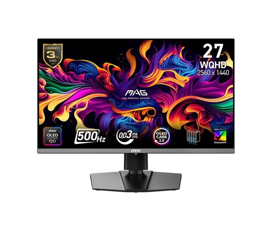 MSI LCD MAG 272QP QD-OLED X50,26.5" 2560x1440 QD-OLED,500Hz,178/178,300nits,VESA,HDMI,DP,USB-C,Audio,Black