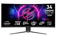 MSI LCD MPG 346CQRF X24, 34", VA, 3440x1440, 240Hz, 0.5ms, HDMI, DP, USB, VESA, Audio, Black