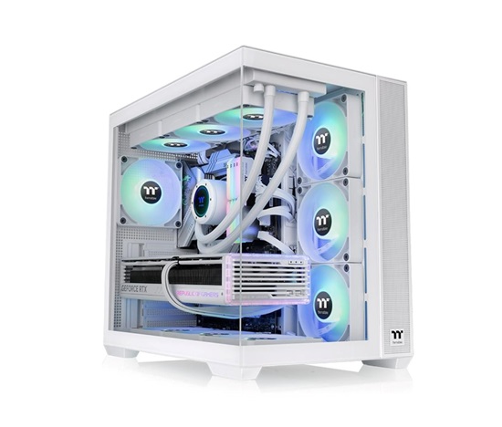 THERMALTAKE Case View 380 TG ARGB, ATX, Průhledná bočnice, 4x 120mm ARGB Fan, bílá