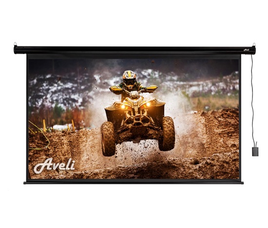 Elektrické projekční plátno AVELI, 265x149 (16:9) 120", černý tubus