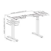 Výškově stavitelný stůl Brateck M08-23DE 2 motory rozsah 620-1280 mm nosnost 100 kg