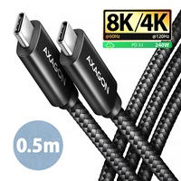 AXAGON BUCM4X-CM05AB NewGEN+ kábel USB-C USB-C, 0.5m, USB4 Gen 3×2, PD 240W 5A, 8K HD, ALU, opletenie, čierny