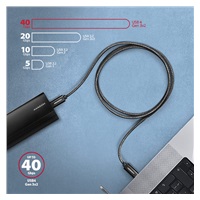 AXAGON BUCM4X-CM05AB NewGEN+ kábel USB-C <-> USB-C, 0.5m, USB4 Gen 3×2, PD 240W 5A, 8K HD, ALU, opletenie, čierny