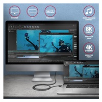 AXAGON BUCM4X-CM05AB NewGEN+ kábel USB-C <-> USB-C, 0.5m, USB4 Gen 3×2, PD 240W 5A, 8K HD, ALU, opletenie, čierny