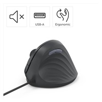 Hama vertikálna ergonomická káblová myš ECM-500R, pre pravákov, čierna