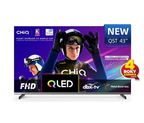CHiQ L43QST TV 43", FHD, QLED, ultratenká, Android14, Dolby Audio, Frameless