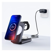 3mk bezdrátová nabíječka - MagRocket 3-in-1, technologie Qi2, 15W, černá