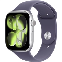 Apple Watch Series 11 GPS + Cellular 42mm Silver Aluminium Case with Purple Fog Sport Band - S/M