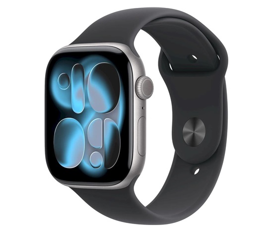 Apple Watch Series 11 GPS + Cellular 46mm Space Grey Aluminium Case with Black Sport Band - S/M
