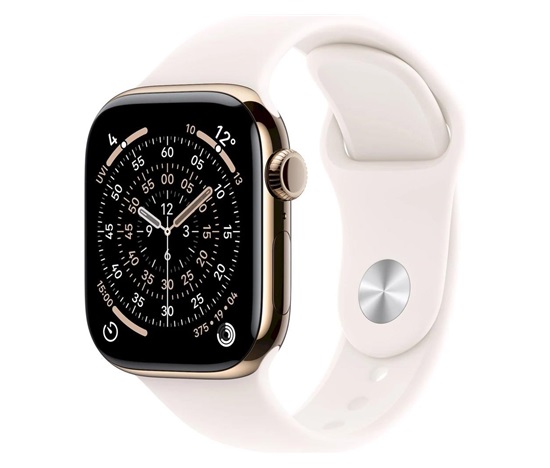 Apple Watch Series 11 GPS + Cellular 46mm Gold Titanium Case with Light Blush Sport Band - S/M